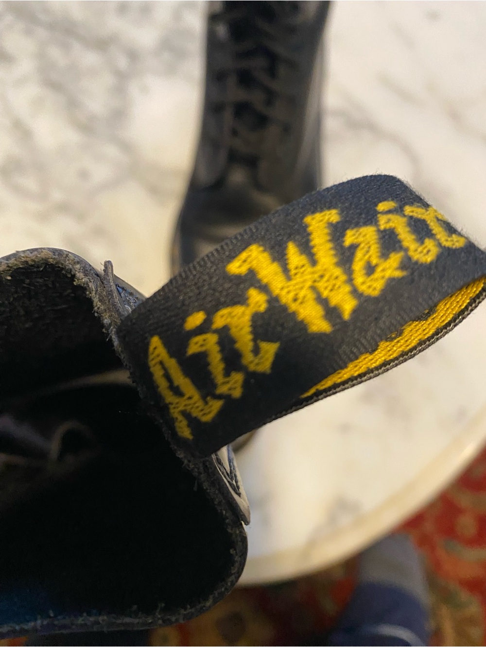Dr. Martens Black 14-Eye Lace-Up Combat Boots with Yellow Stitching - Picture 14 of 14